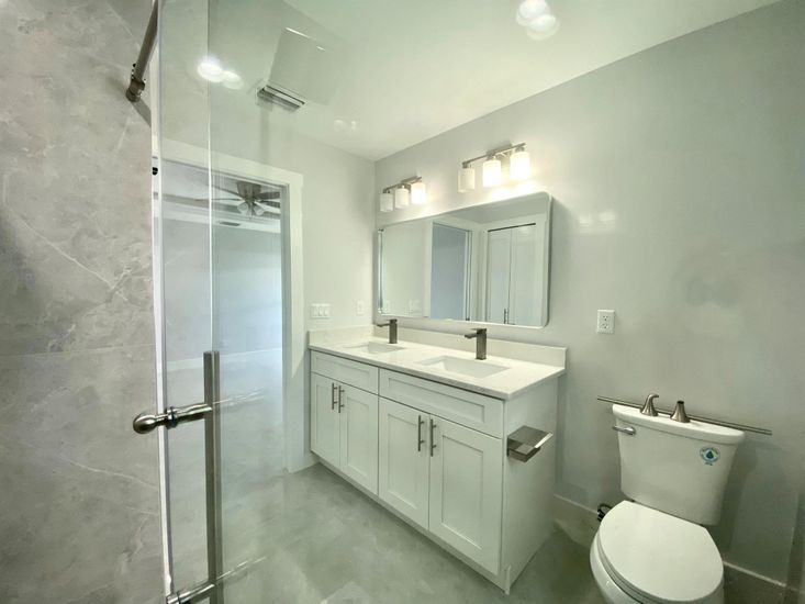 Bathroom, Dual Sink Vanities, Glass Shower, Interior