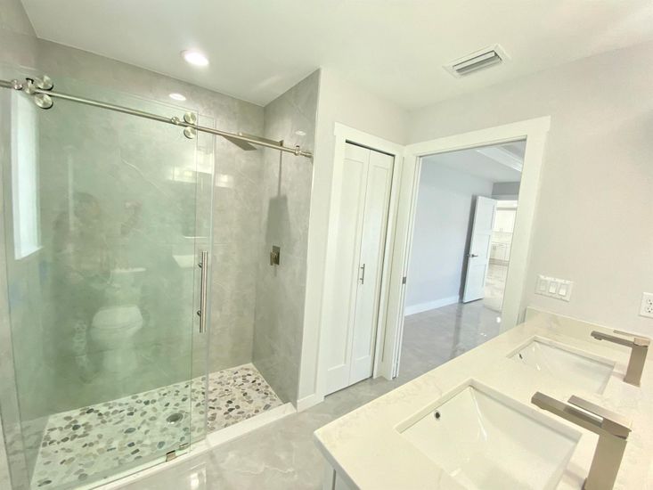 Bathroom, Glass Shower, Interior, Recessed Lighting