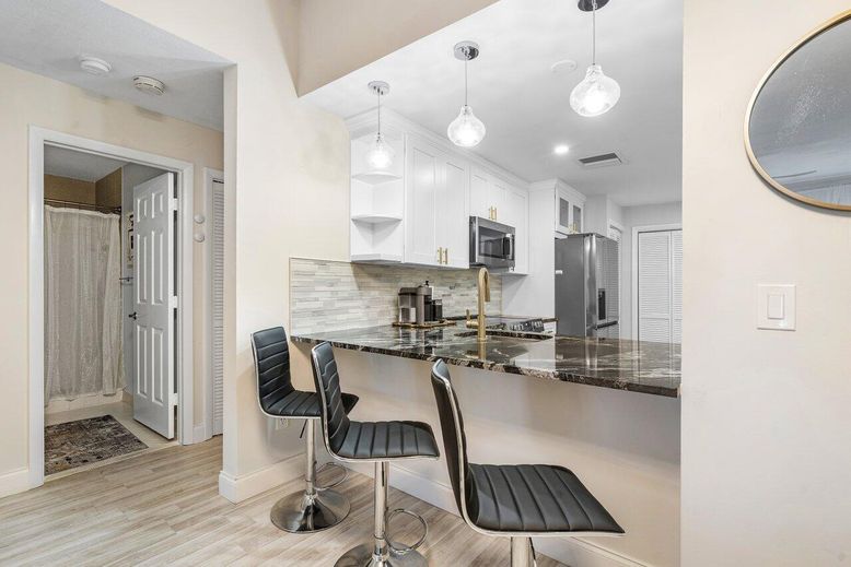 Interior, Kitchen, Pendant Lights, Recessed Lighting, Wood Texture Flooring