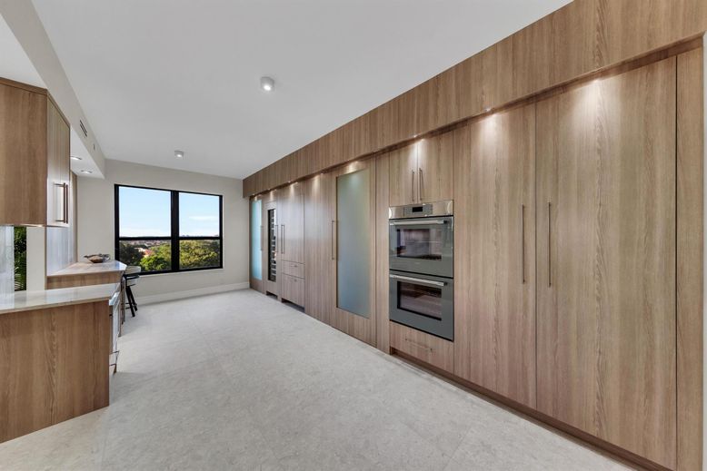 Interior, Kitchen, Recessed Lighting, Stainless Steel Appliances, Wooden Walls