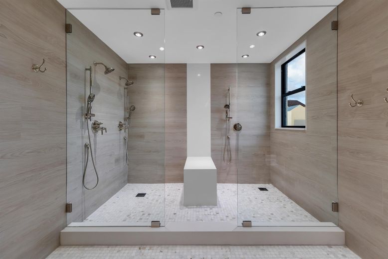 Bathroom, Glass Shower, Interior, Recessed Lighting