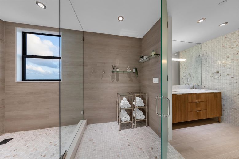 Bathroom, Glass Shower, Interior, Recessed Lighting