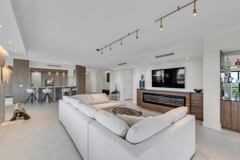 Dining room, Fireplace, Interior, Kitchen, Living room, Recessed Lighting