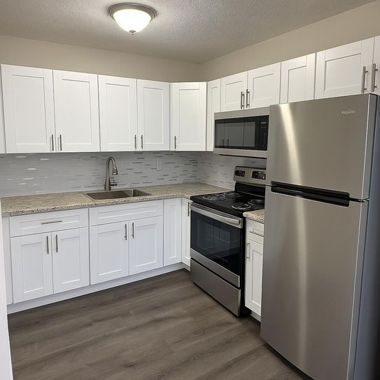 Interior, Kitchen, Stainless Steel Appliances, Wood Texture Flooring