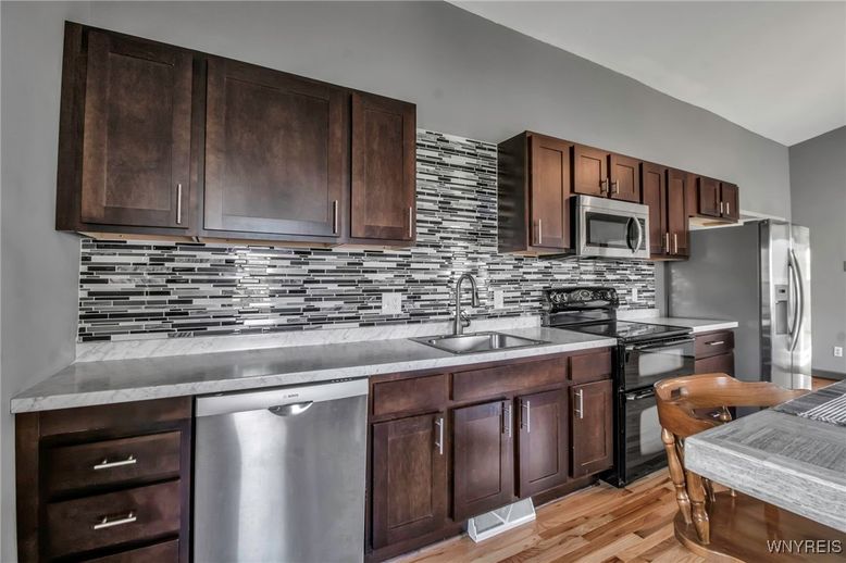 Interior, Kitchen, Stainless Steel Appliances, Wood Texture Flooring