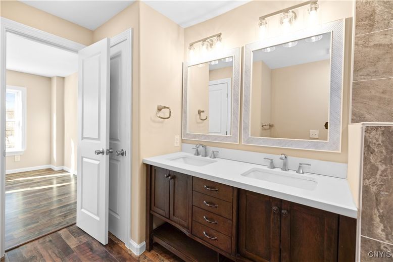 Bathroom, Dual Sink Vanities, Interior, Wood Texture Flooring