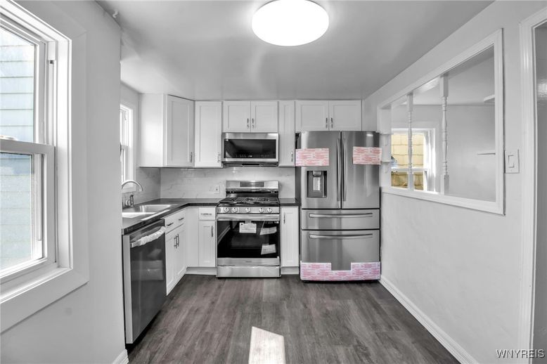 Interior, Kitchen, Stainless Steel Appliances, Wood Texture Flooring