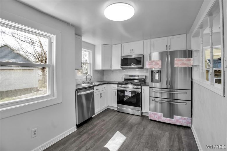 Interior, Kitchen, Stainless Steel Appliances, Wood Texture Flooring
