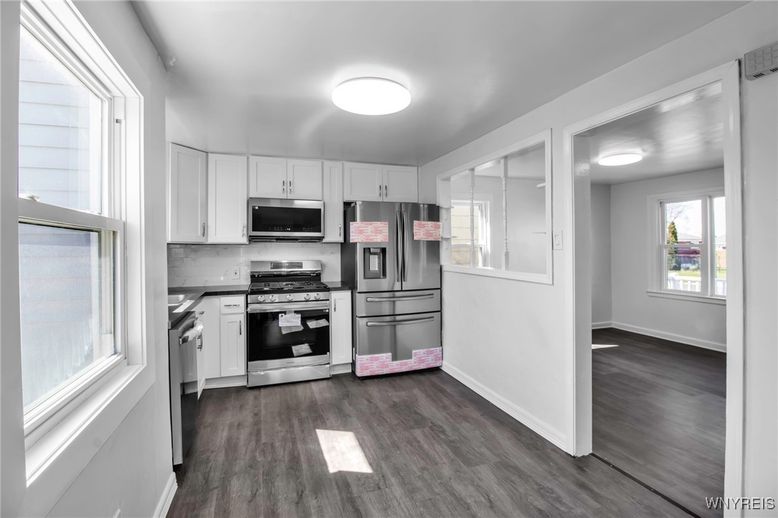 Interior, Kitchen, Stainless Steel Appliances, Wood Texture Flooring