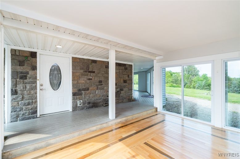 Empty room, Interior, Stone Walls, Wood Texture Flooring