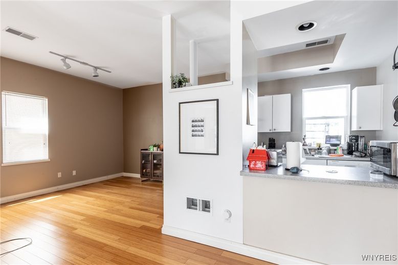Interior, Kitchen, Recessed Lighting, Wood Texture Flooring