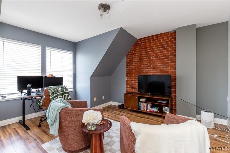 Home Office, Interior, Living room, Stone Walls, Wood Texture Flooring