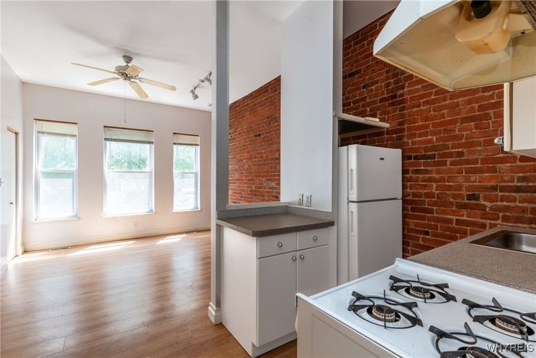 Interior, Kitchen, Stone Walls, Wood Texture Flooring