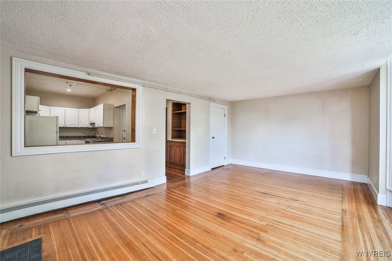 Empty room, Interior, Kitchen, Recessed Lighting, Wood Texture Flooring