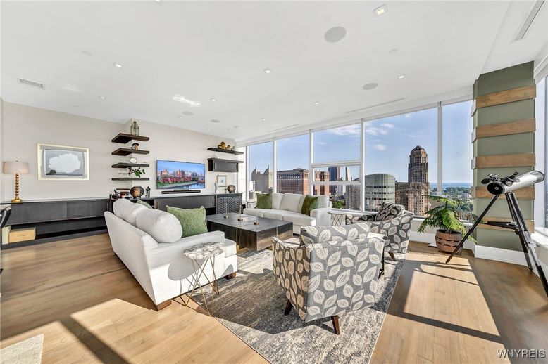 Interior, Living room, Recessed Lighting, Wood Texture Flooring