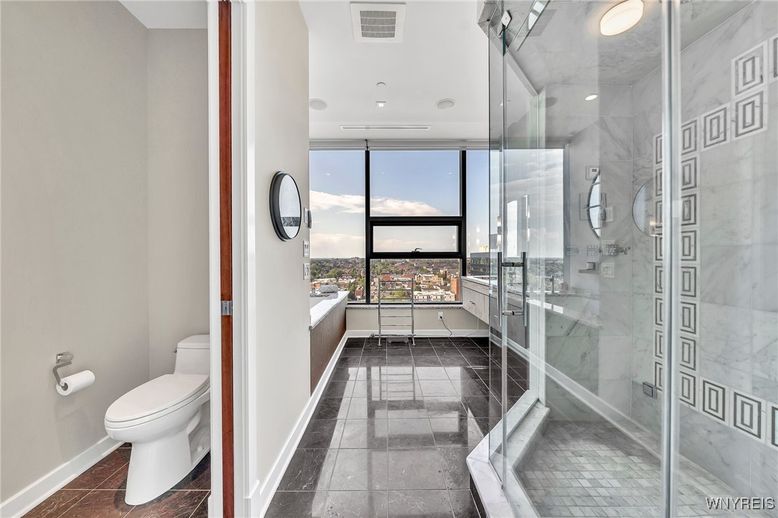 Bathroom, Glass Shower, Interior, Recessed Lighting
