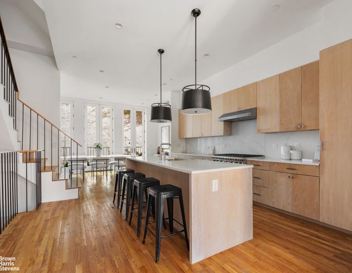 Dining room, Interior, Kitchen, Pendant Lights, Recessed Lighting, Wood Texture Flooring