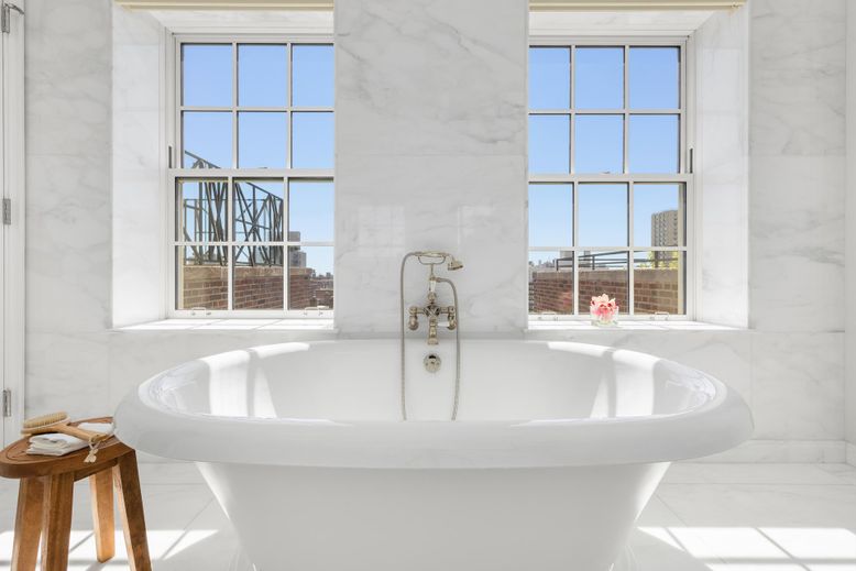 Bathroom, Free Standing Baths, Interior, Marble, Marble Walls