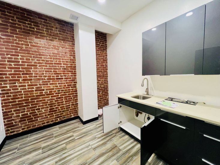 Interior, Recessed Lighting, Stone Walls, Wood Texture Flooring