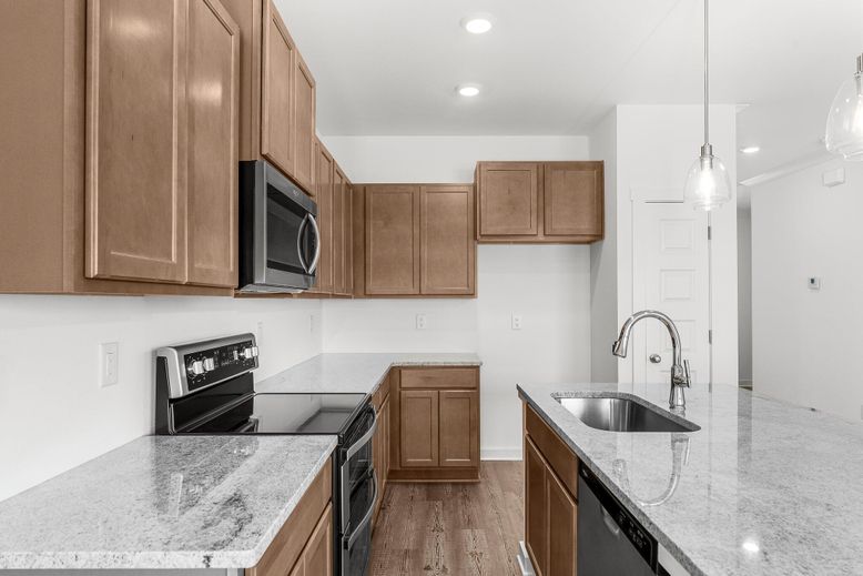 Interior, Kitchen, Pendant Lights, Recessed Lighting, Wood Texture Flooring