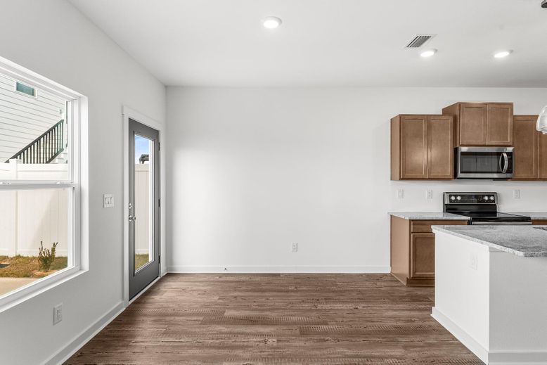 Interior, Kitchen, Recessed Lighting, Wood Texture Flooring