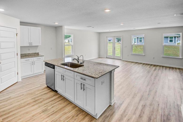 Interior, Kitchen, Recessed Lighting, Wood Texture Flooring