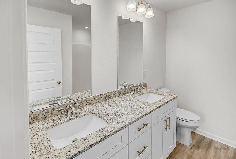 Bathroom, Dual Sink Vanities, Interior, Wood Texture Flooring