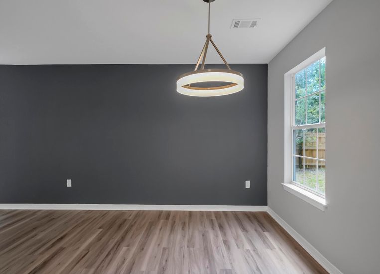 Empty room, Interior, Pendant Lights, Wood Texture Flooring