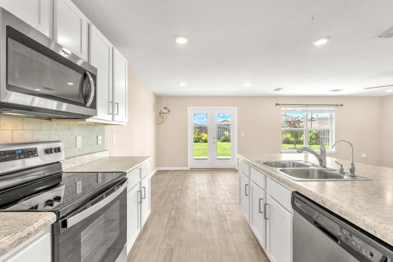 Interior, Kitchen, Recessed Lighting, Wood Texture Flooring