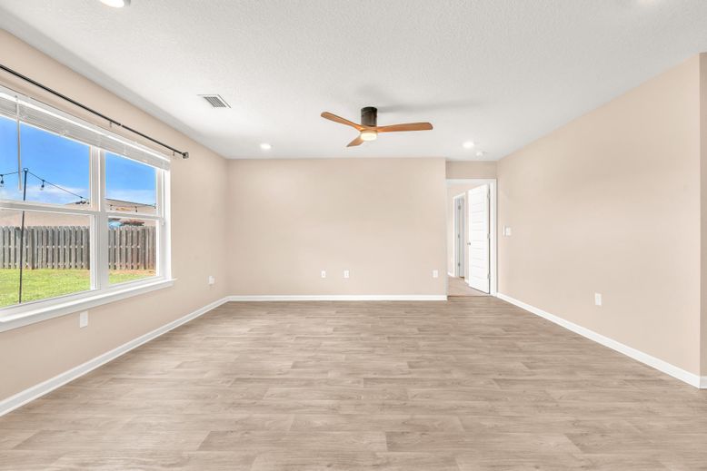 Empty room, Interior, Recessed Lighting, Wood Texture Flooring