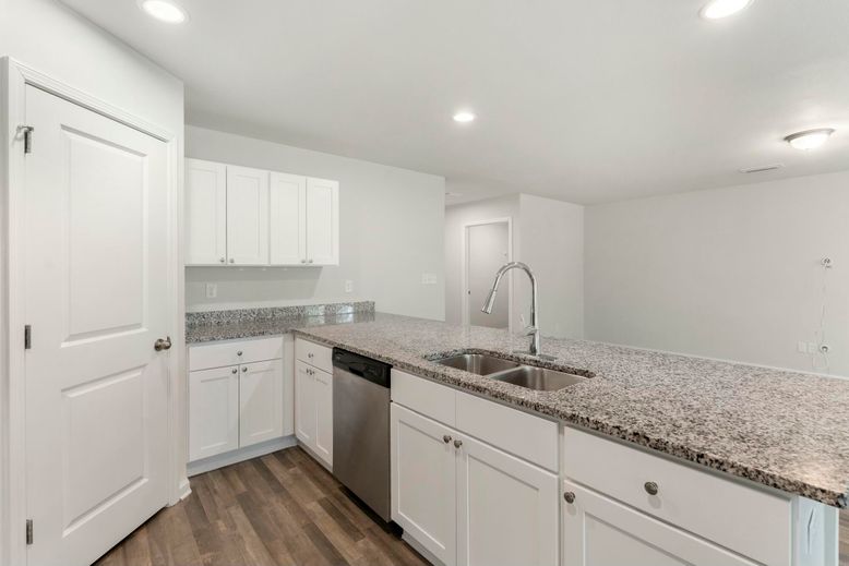 Interior, Kitchen, Recessed Lighting, Wood Texture Flooring