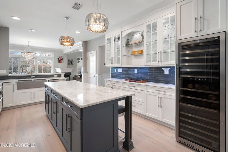 Chandelier, Interior, Kitchen, Pendant Lights, Recessed Lighting, Wood Texture Flooring