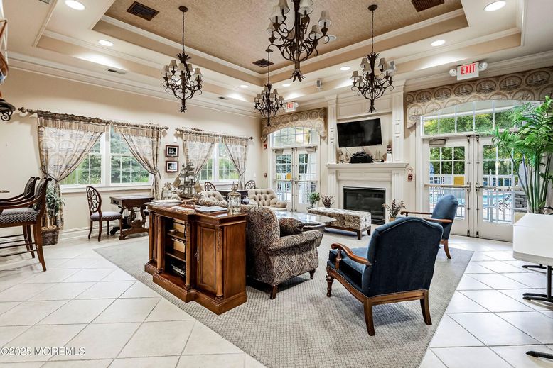 Chandelier, Dining room, Fireplace, Interior, Living room, Pendant Lights, Recessed Lighting
