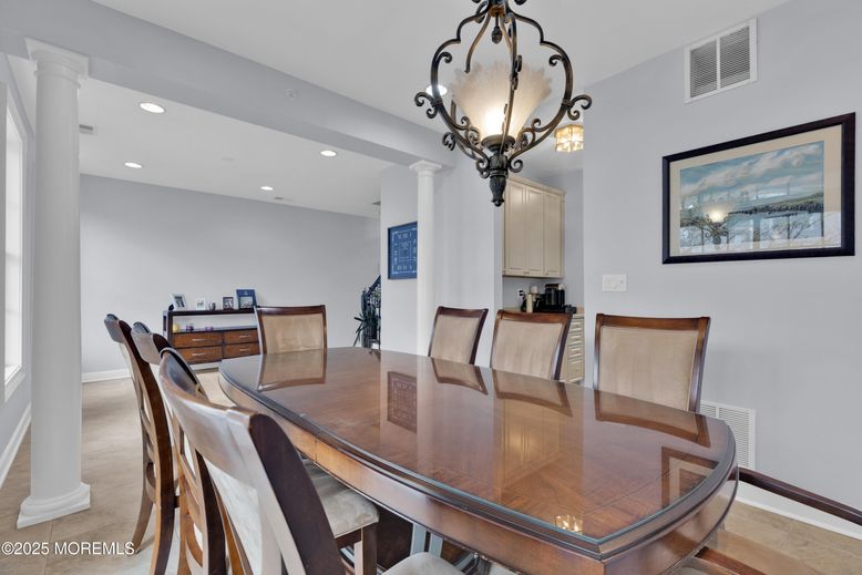 Chandelier, Dining room, Interior, Recessed Lighting