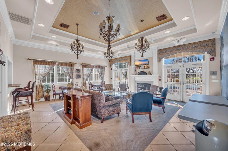 Chandelier, Dining room, Fireplace, Interior, Living room, Pendant Lights, Recessed Lighting