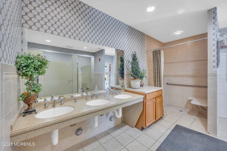Bathroom, Dual Sink Vanities, Glass Shower, Interior, Recessed Lighting