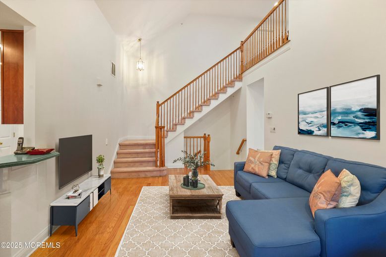 Interior, Living room, Pendant Lights, Wood Texture Flooring
