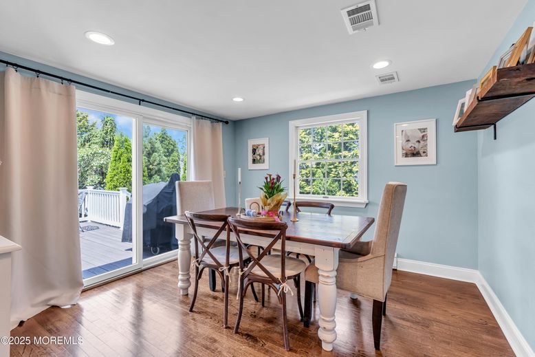 Dining room, Interior, Recessed Lighting, Wood Texture Flooring