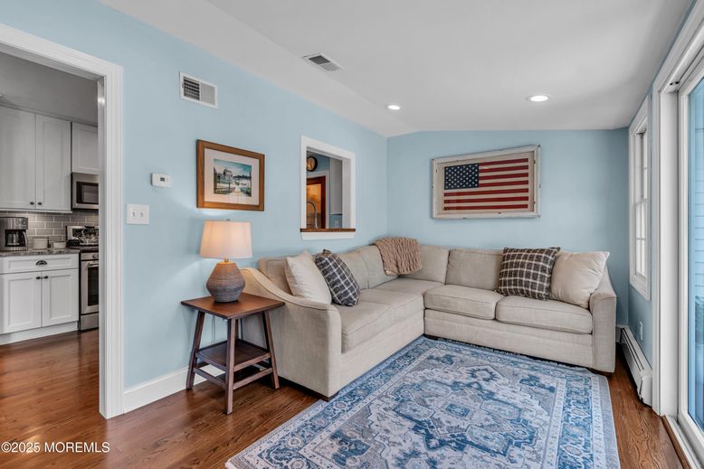 Interior, Kitchen, Living room, Recessed Lighting, Stainless Steel Appliances, Wood Texture Flooring