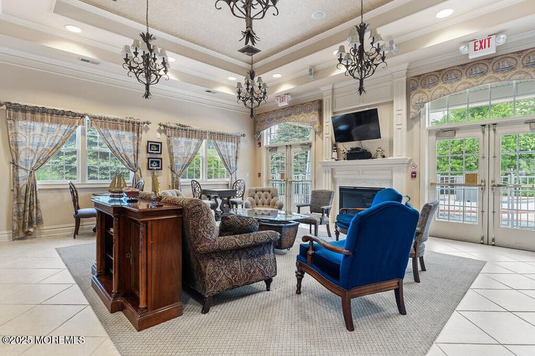 Chandelier, Dining room, Fireplace, Interior, Living room, Recessed Lighting