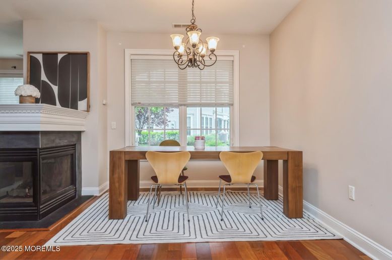 Chandelier, Home Office, Interior, Wood Texture Flooring
