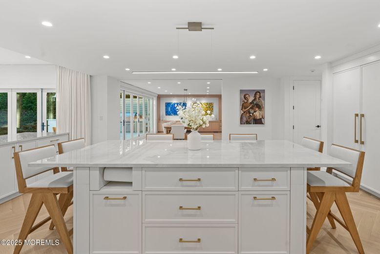 Dining room, Interior, Pendant Lights, Recessed Lighting, Wood Texture Flooring