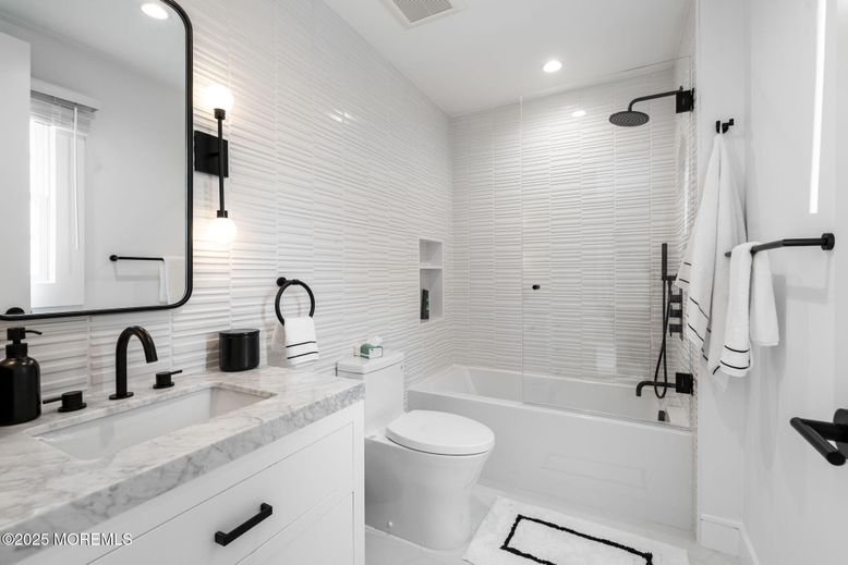 Bathroom, Dual Sink Vanities, Glass Shower, Interior, Recessed Lighting