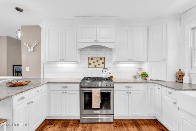 Interior, Kitchen, Pendant Lights, Stainless Steel Appliances, Wood Texture Flooring