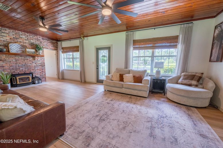Fireplace, Interior, Living room, Stone Walls, Wooden Ceilings, Wood Texture Flooring