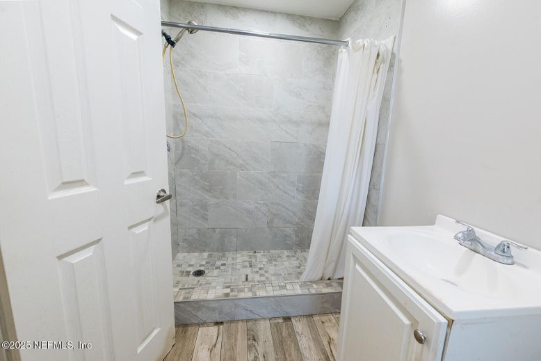 Bathroom, Interior, Marble Walls, Wood Texture Flooring