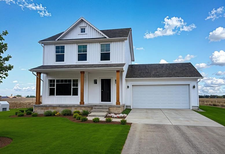 Attached, Exterior, Facade, Farmhouse