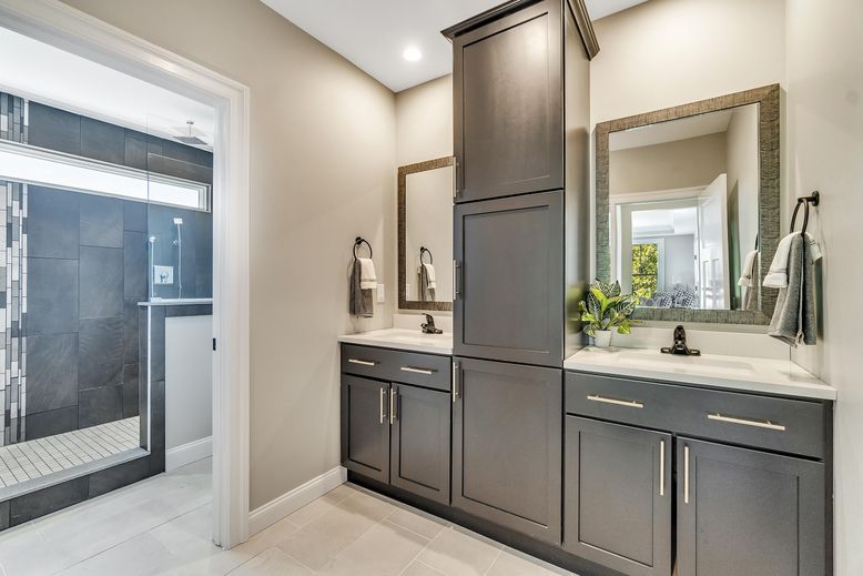 Bathroom, Dual Sink Vanities, Glass Shower, Interior, Recessed Lighting