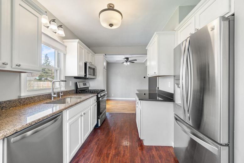 Interior, Kitchen, Stainless Steel Appliances, Wood Texture Flooring