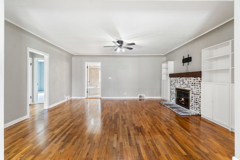 Empty room, Fireplace, Interior, Wood Texture Flooring